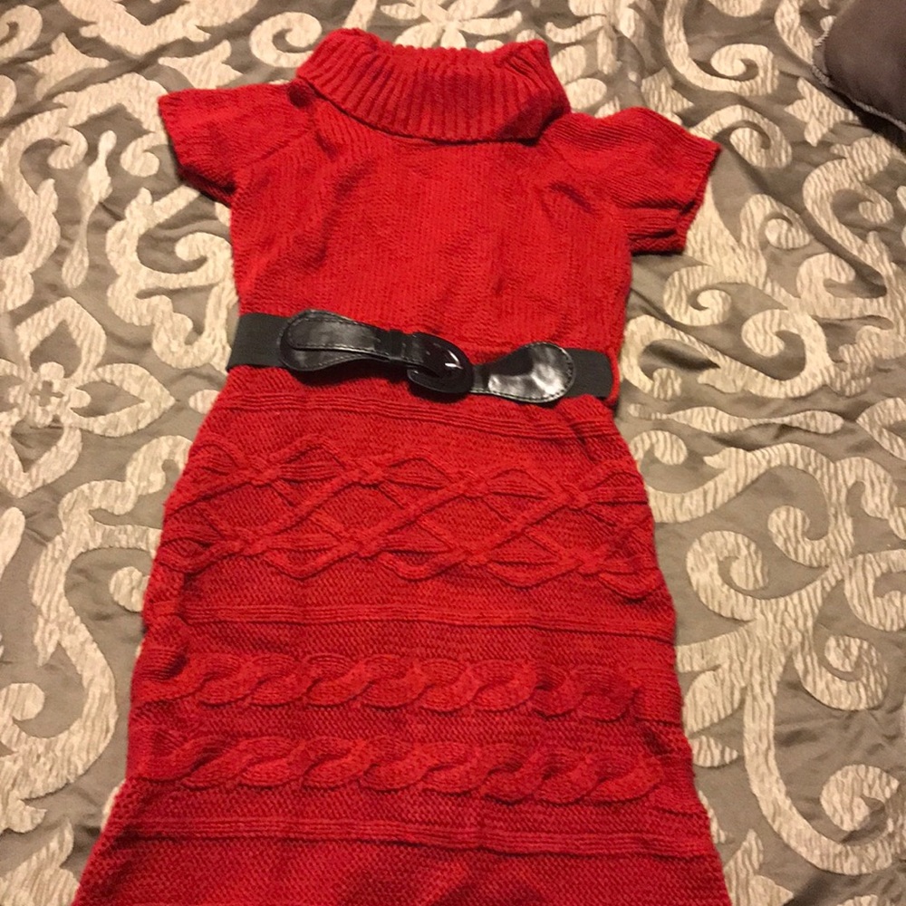 Red knit dress